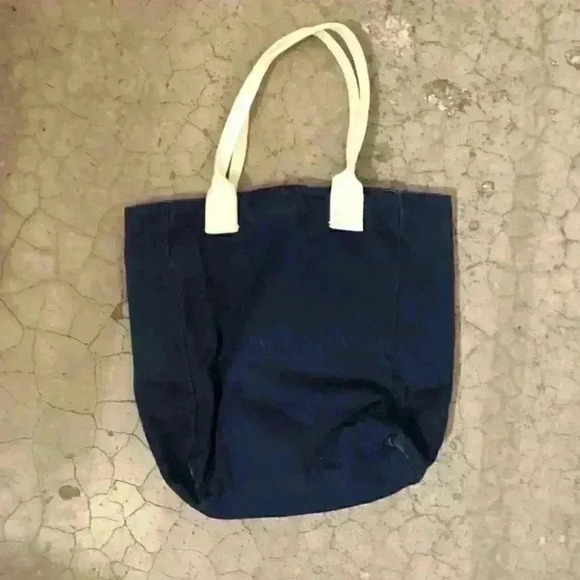 VTG CANVAS PANDA BOOK BAG TOTE BLUE - Picture 4 of 5